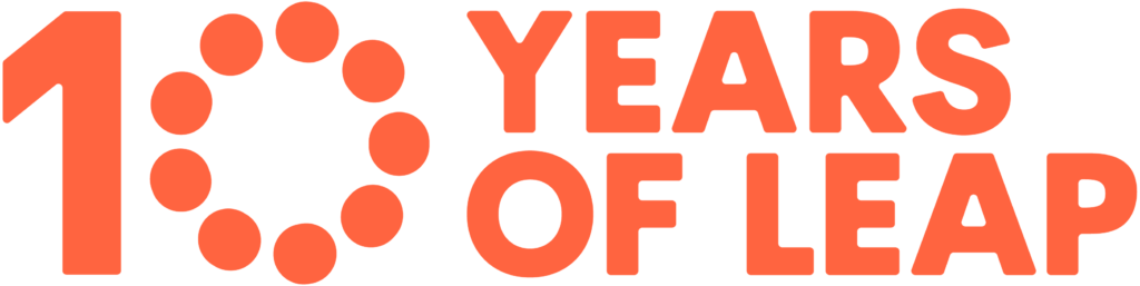 Logo for LEAP's Learning Event: 10 years of LEAP