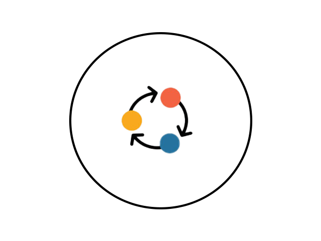 Icon showing a bird's eye view of a family in a circle
