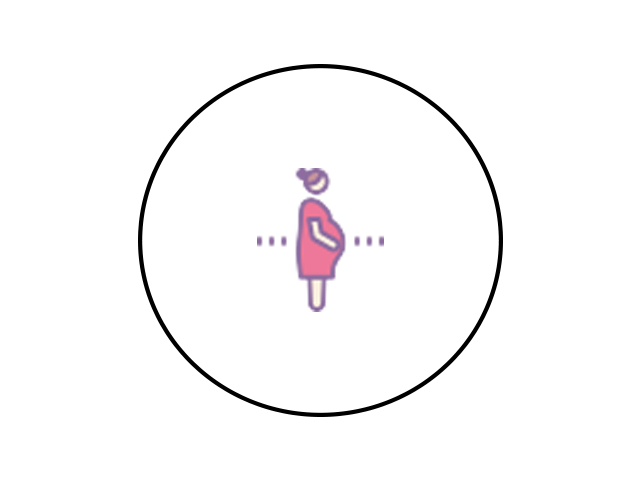Icon showing a pregnant woman profile view